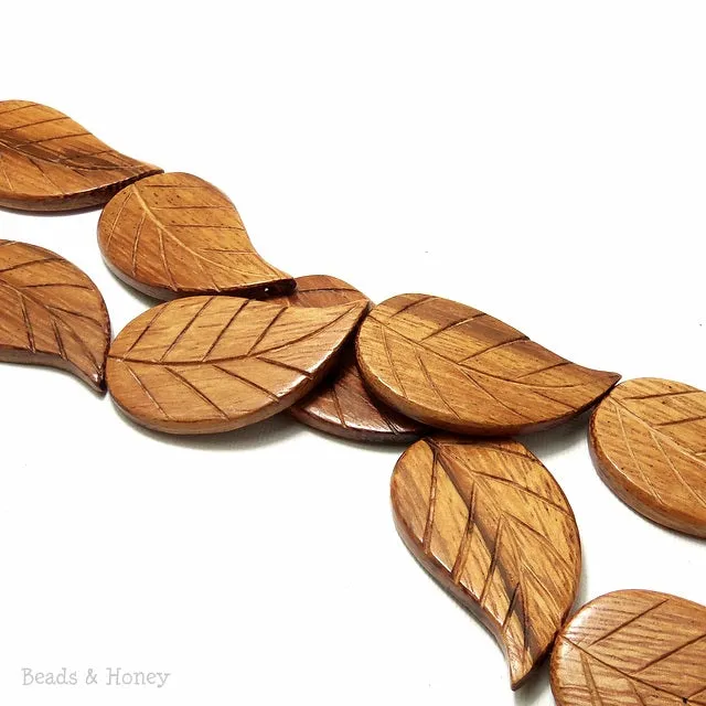 Bayong Wood Carved Leaf 25x45mm (5 pcs)