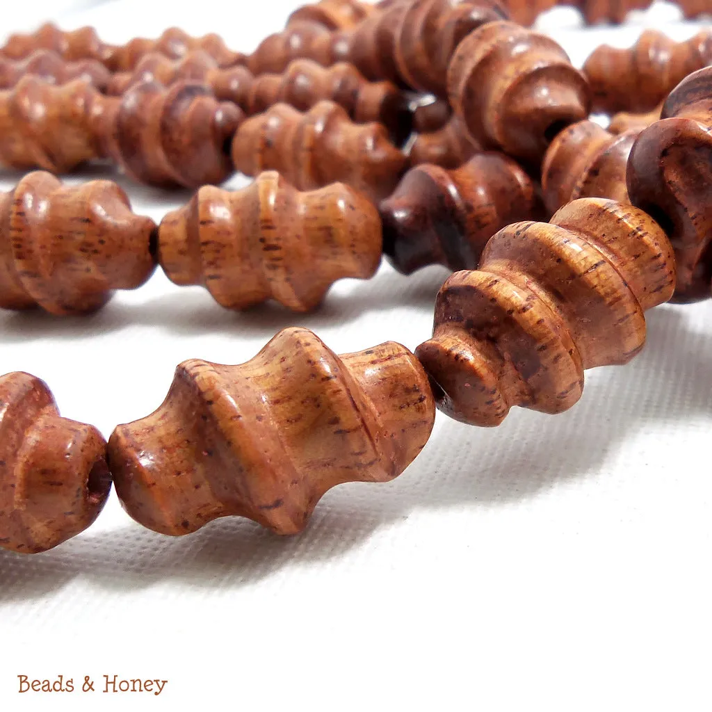 Bayong Wood Carved Spiral 10x20mm (Half Strand)