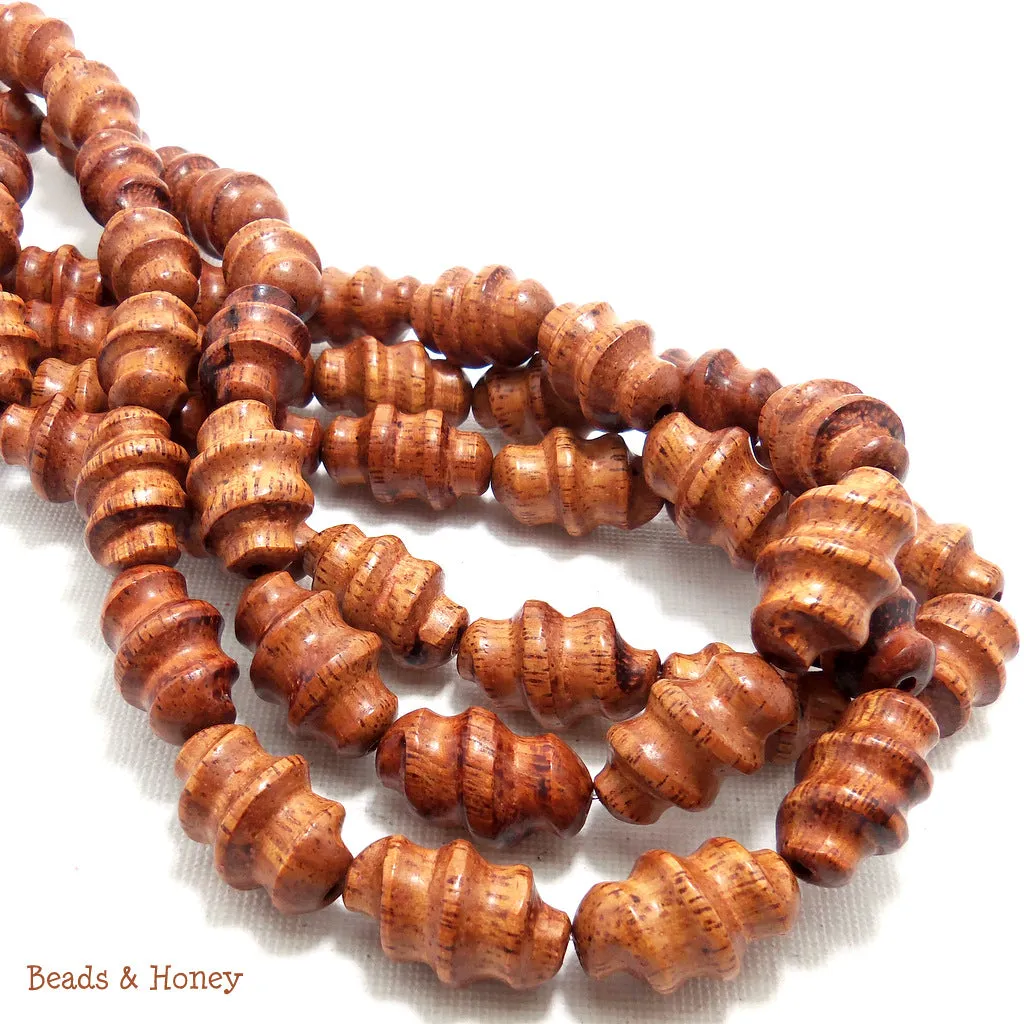 Bayong Wood Carved Spiral 10x20mm (Half Strand)