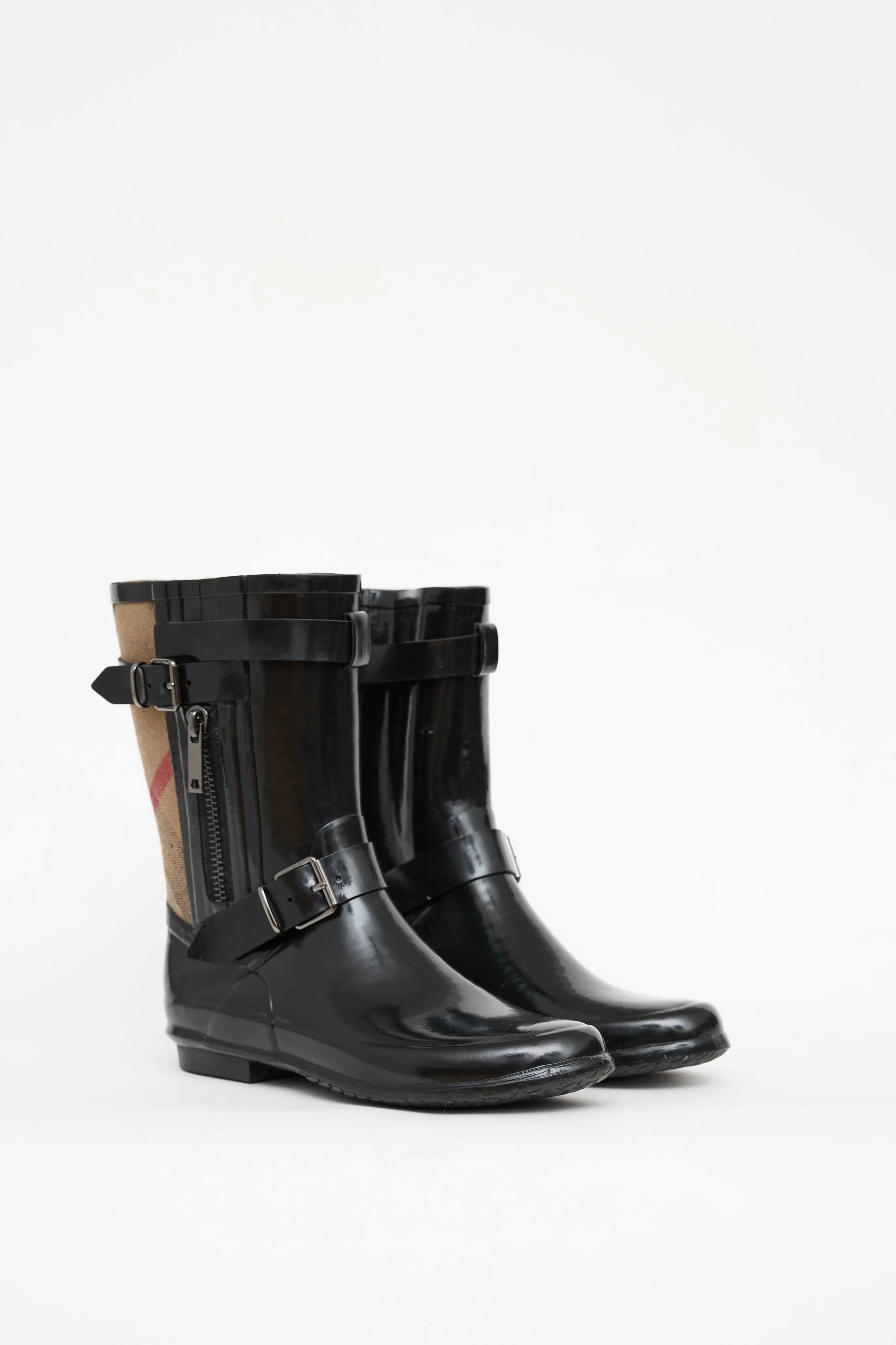 Black & Brown Nova Check Normandale Rubber Boot