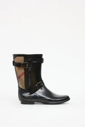 Black & Brown Nova Check Normandale Rubber Boot