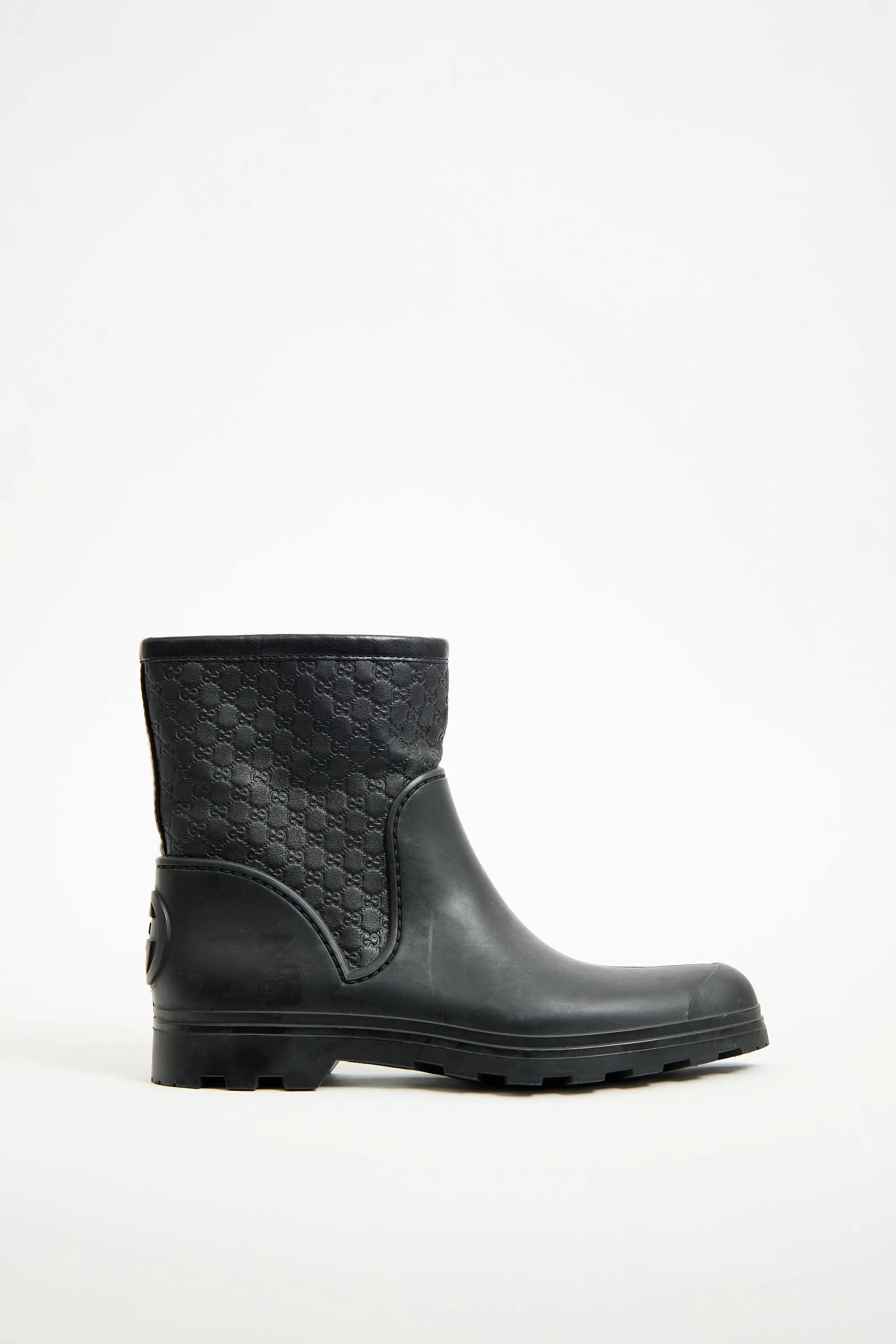 Black Rubber & Monogram Leather Boot