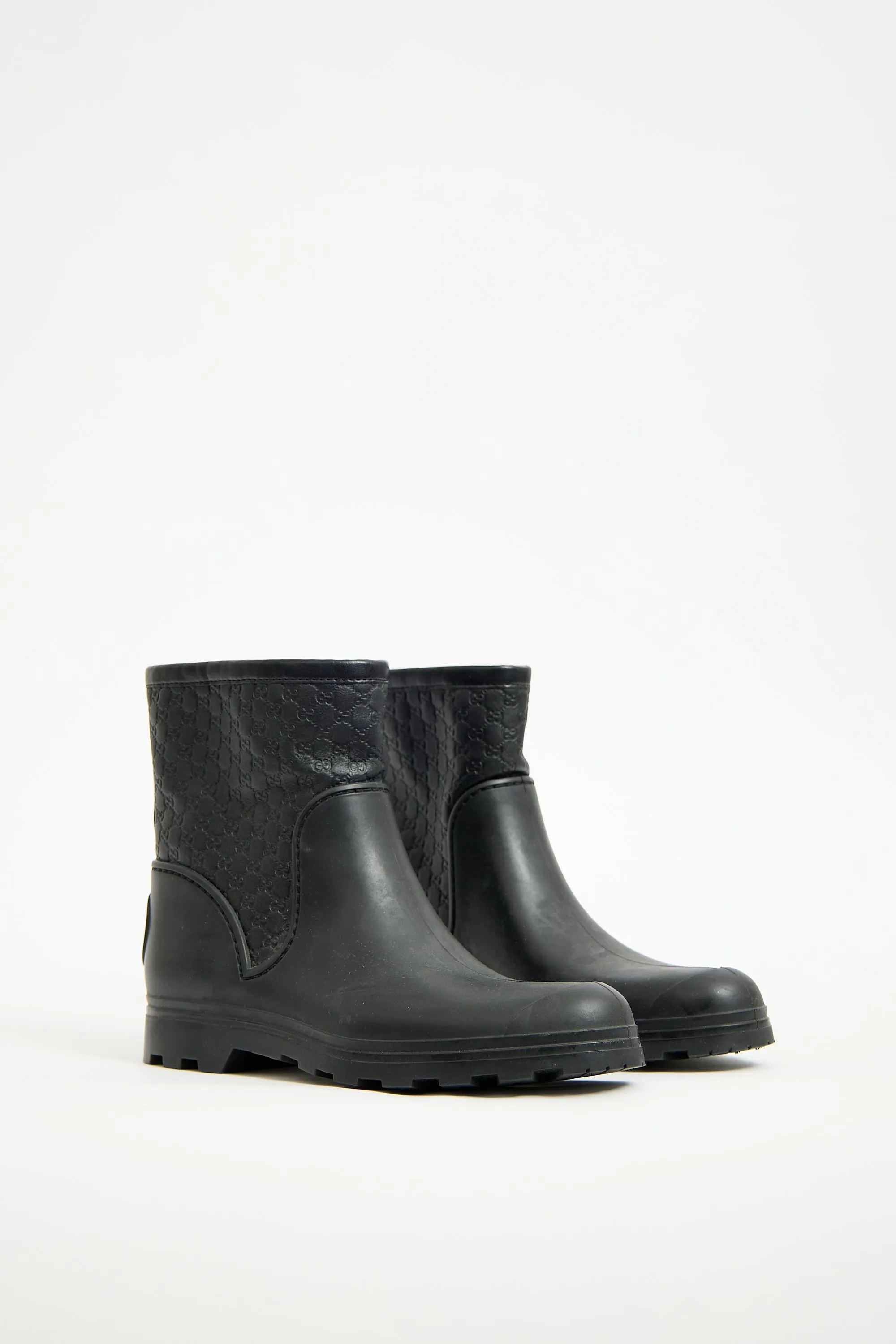 Black Rubber & Monogram Leather Boot