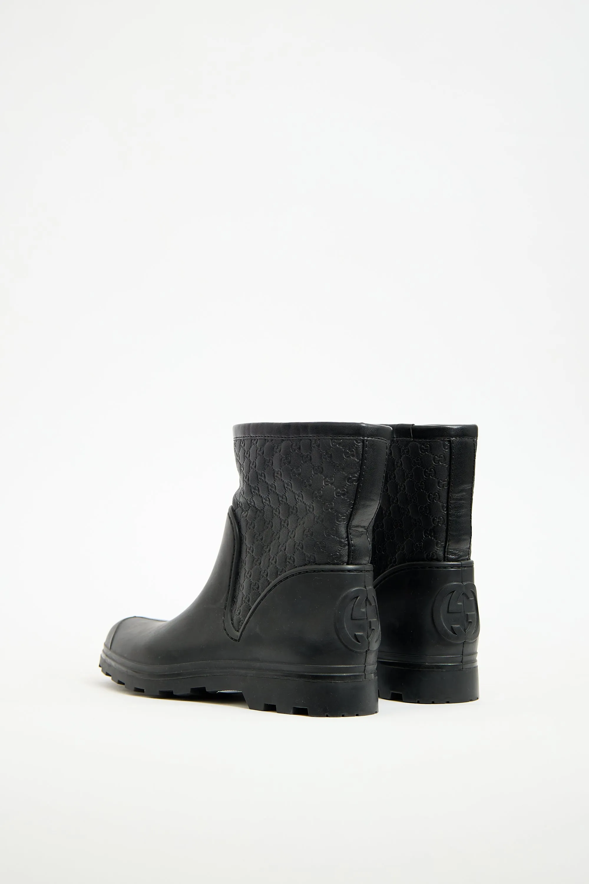 Black Rubber & Monogram Leather Boot