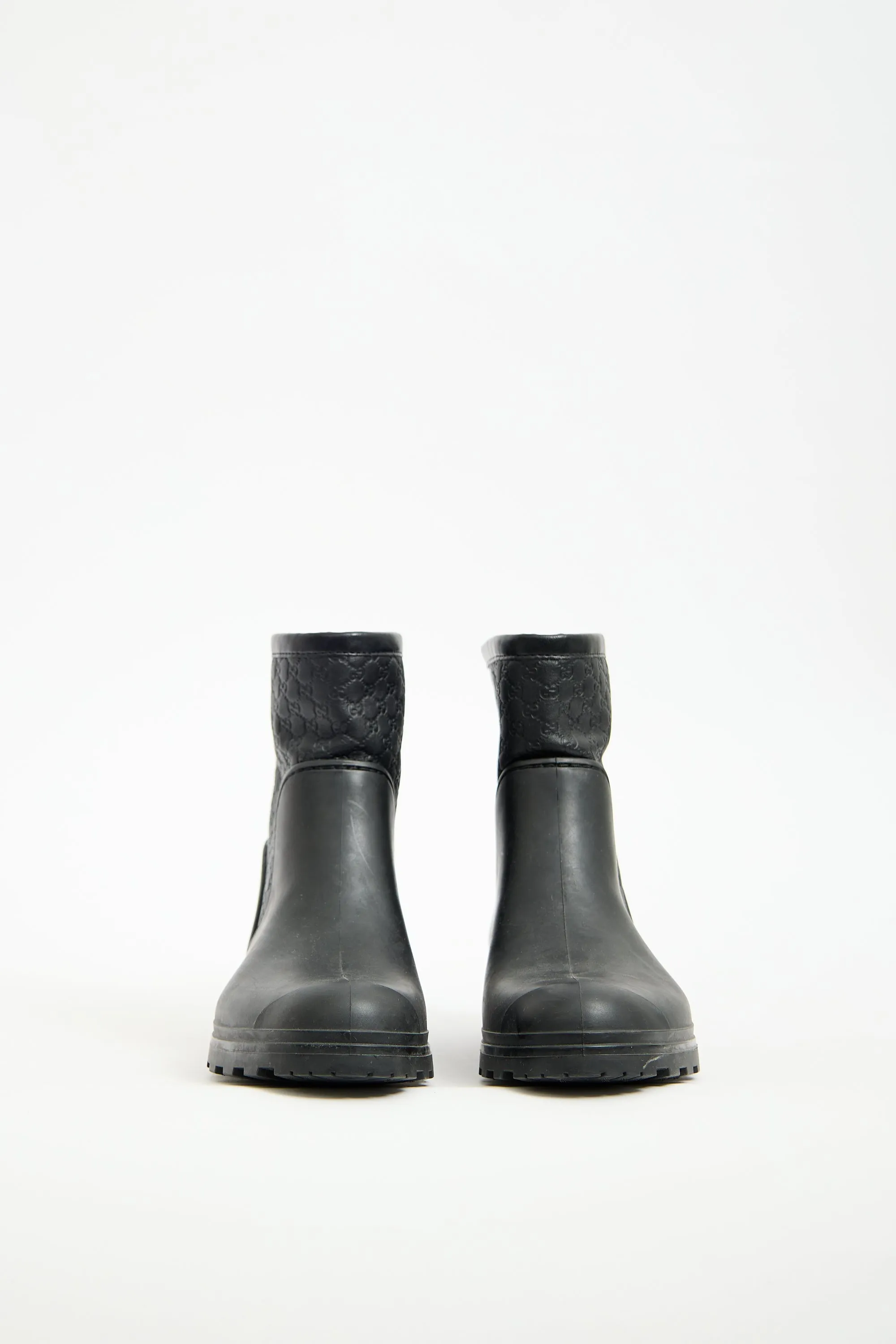 Black Rubber & Monogram Leather Boot