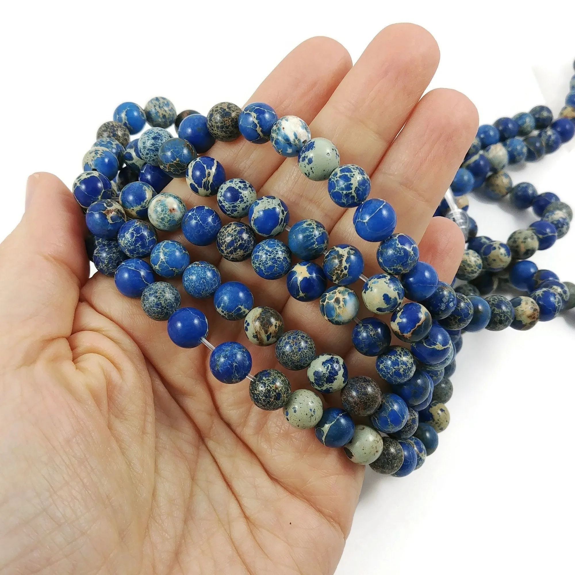Blue imperial jasper stone beads, 4mm, 6mm, 8mm