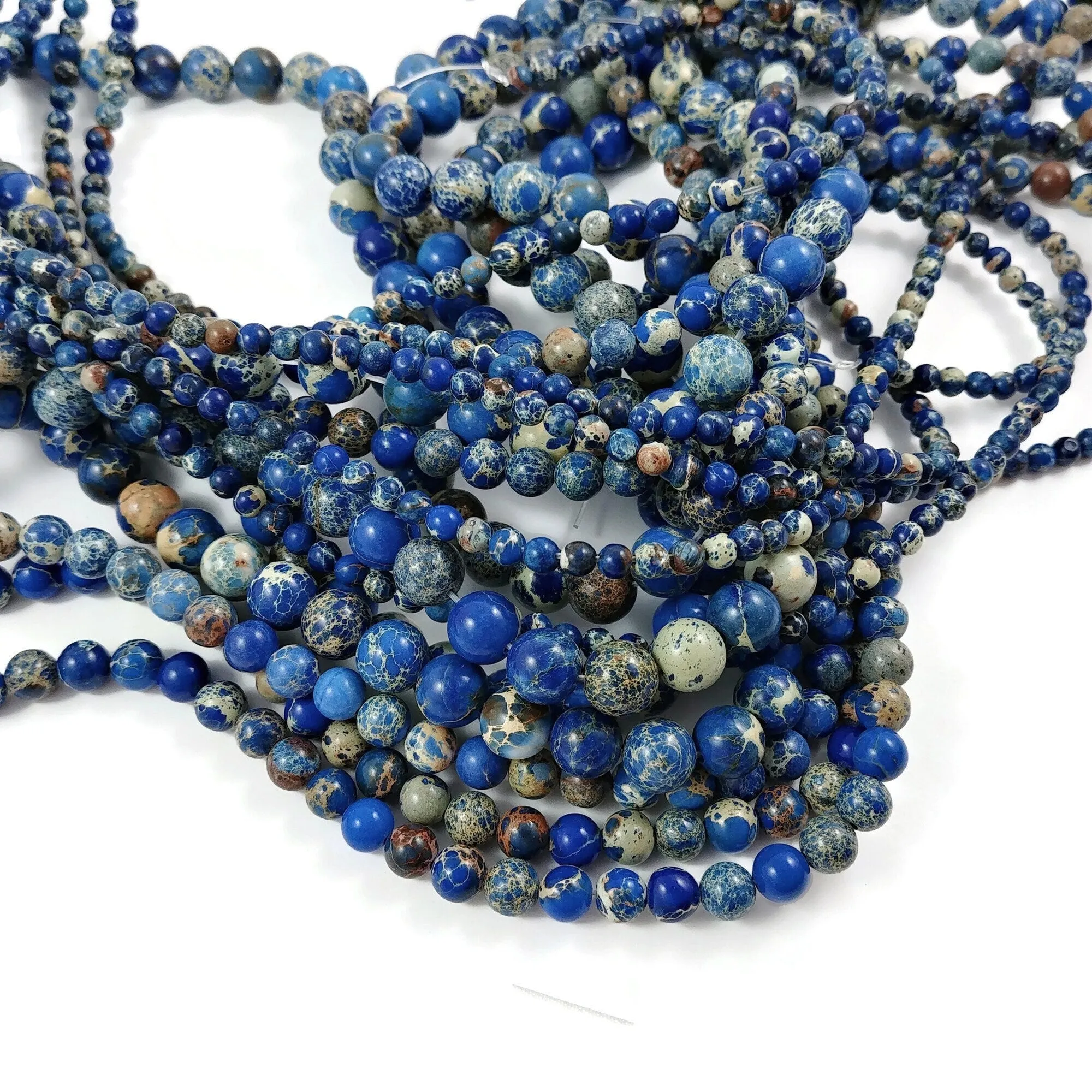 Blue imperial jasper stone beads, 4mm, 6mm, 8mm