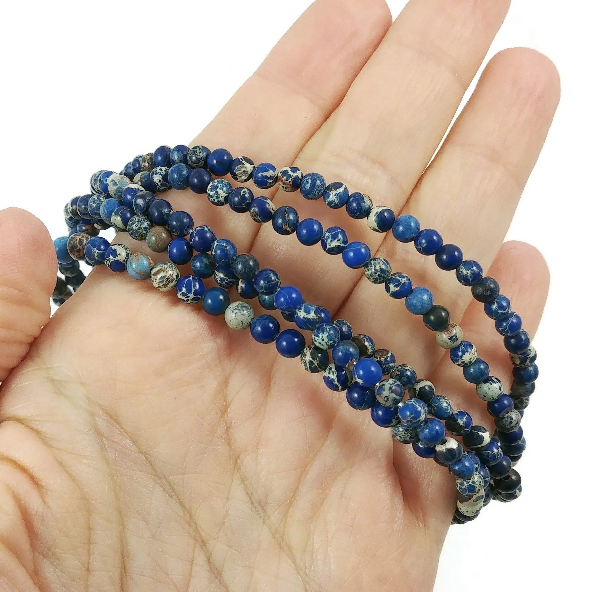 Blue imperial jasper stone beads, 4mm, 6mm, 8mm