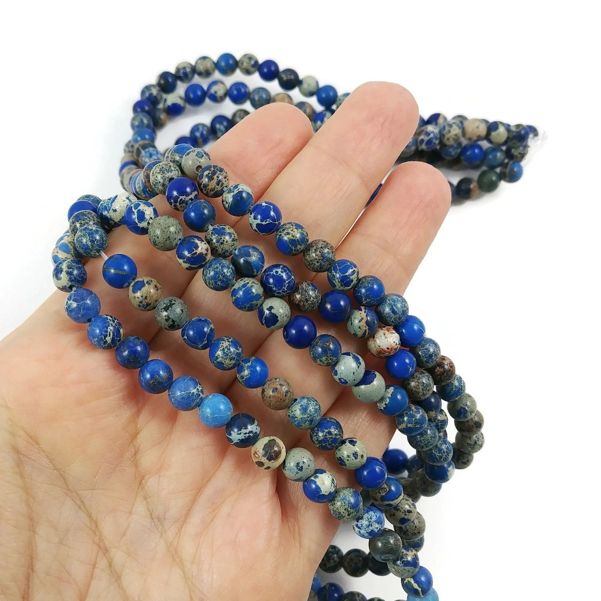 Blue imperial jasper stone beads, 4mm, 6mm, 8mm