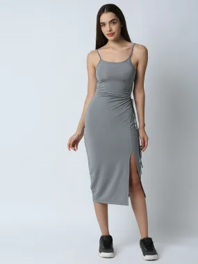 Disrupt Women Grey Side Tie-up Detail Strappy Midi Dress