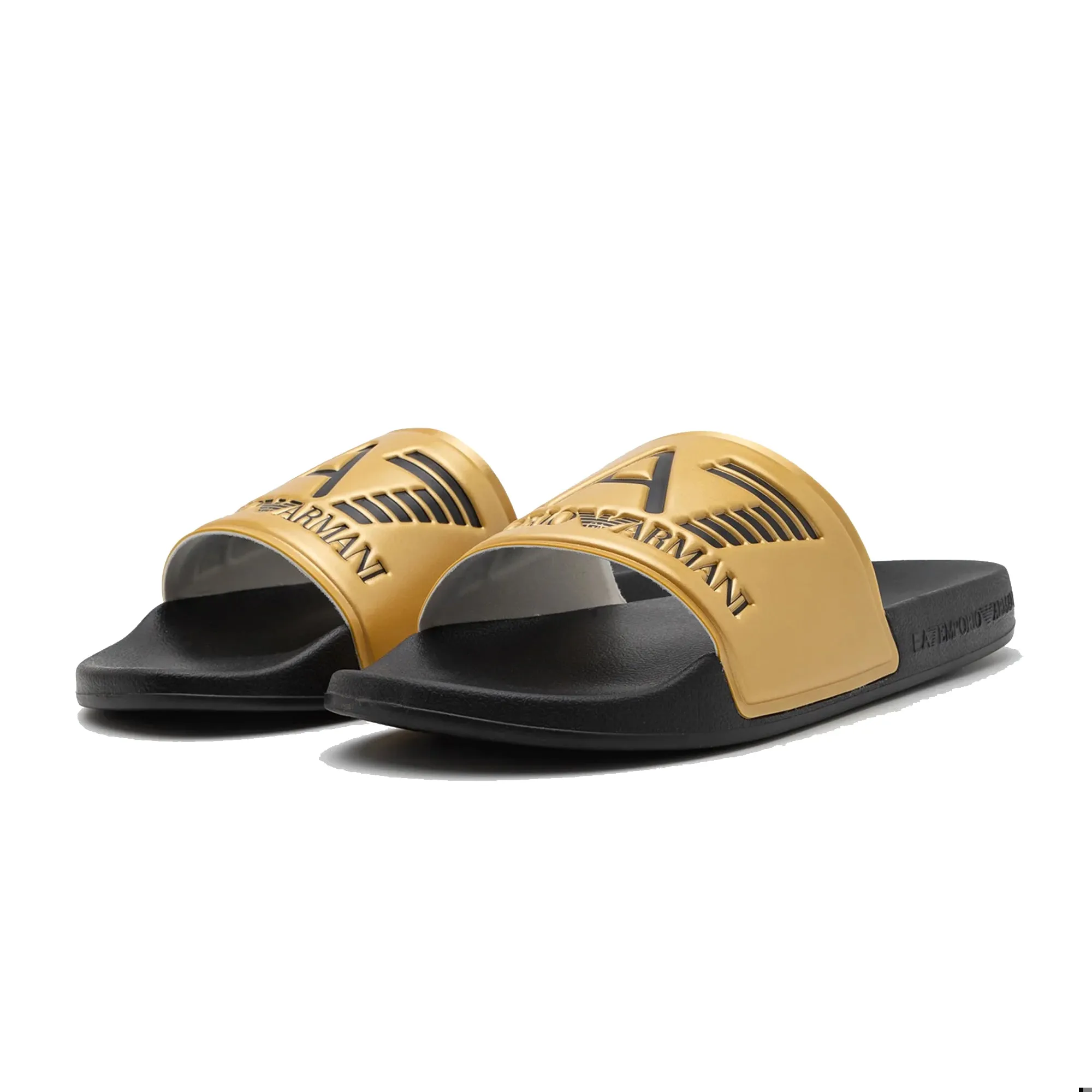 EA7 Emporio Armani Visibility Logo Slides Shiny Gold/Black