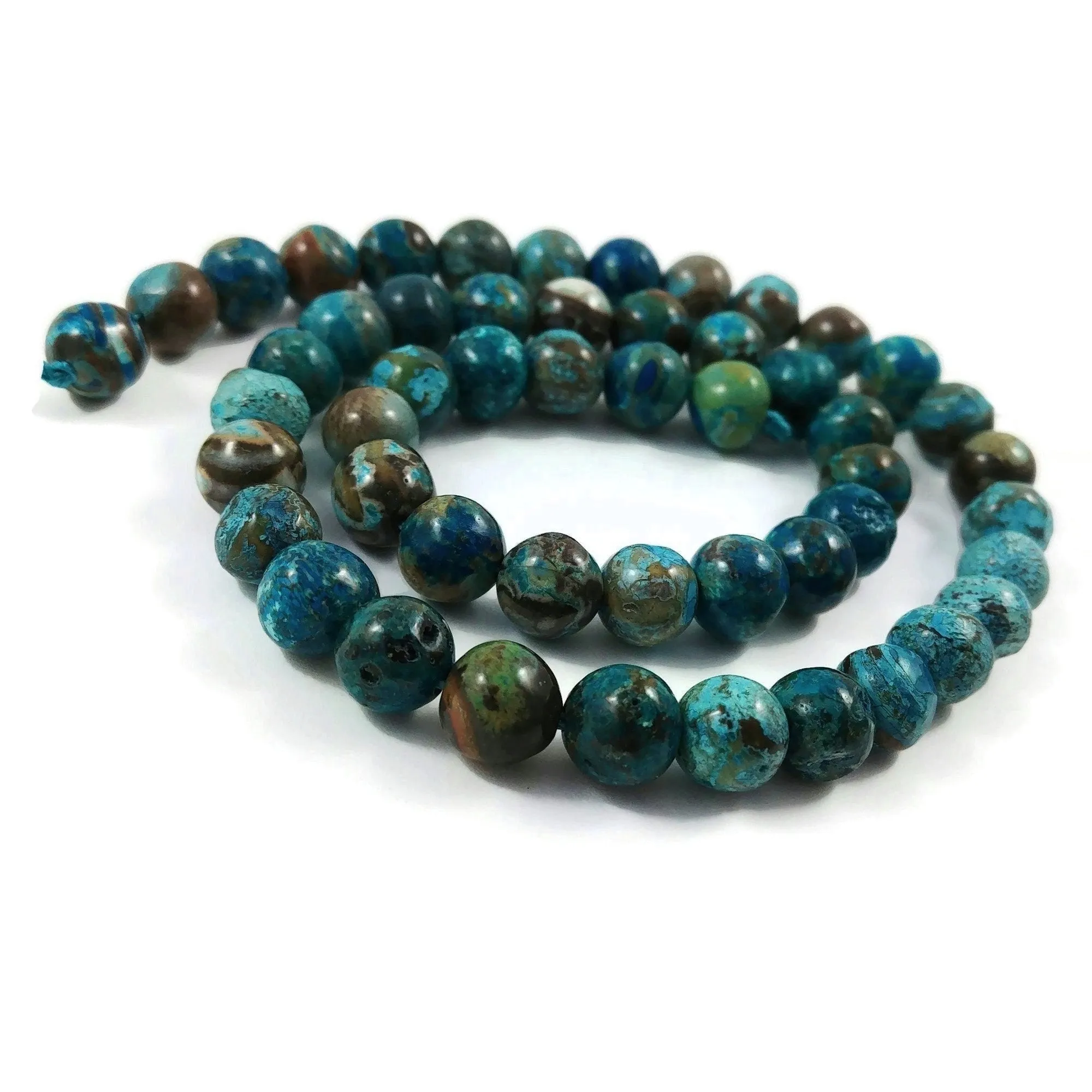 Emerald green ocean jasper beads - 8mm