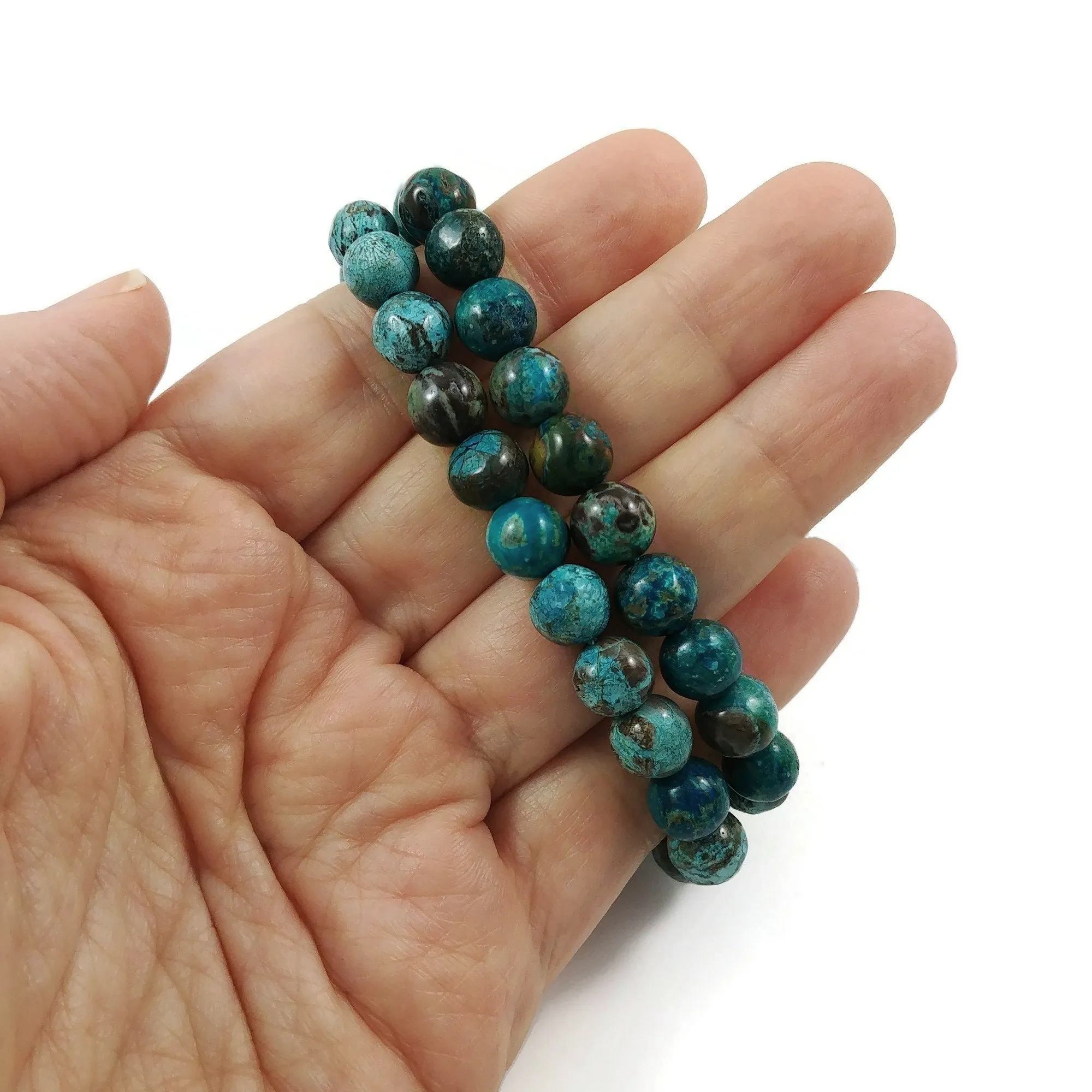 Emerald green ocean jasper beads - 8mm