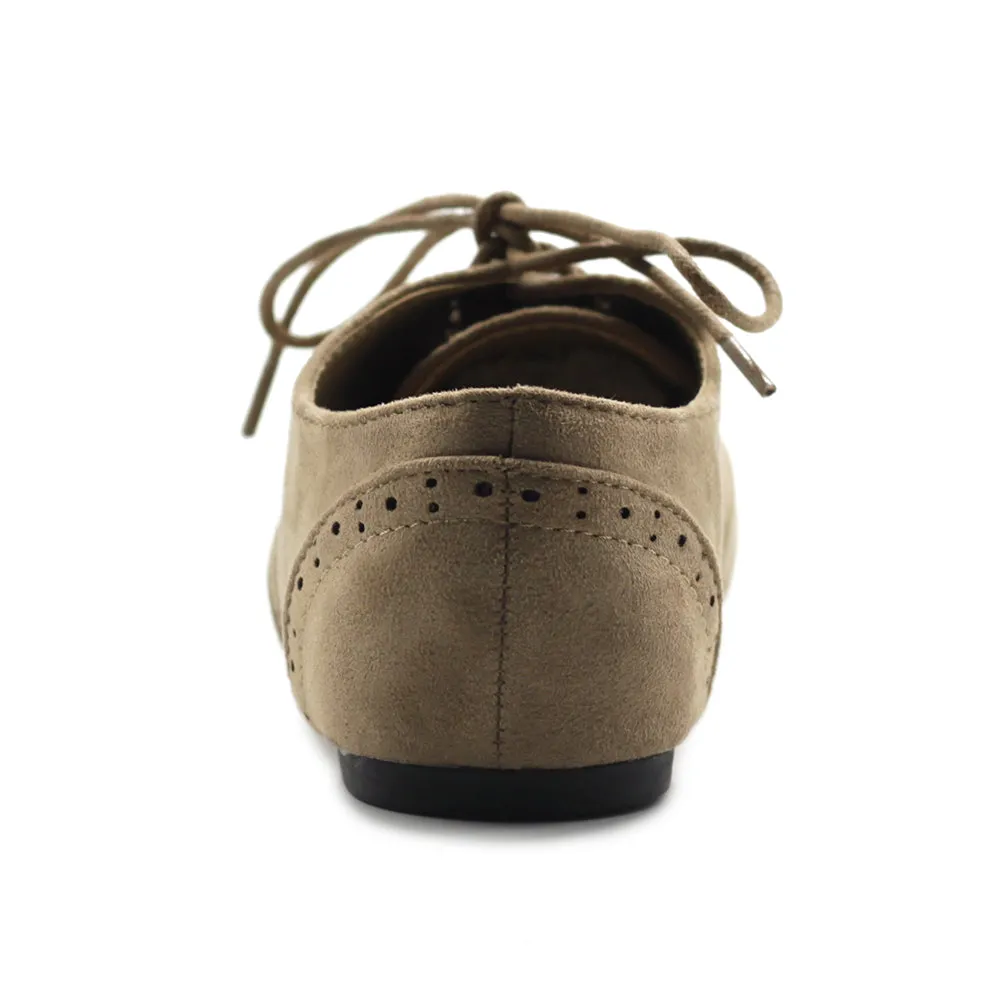 Ollio Women's Shoes Faux Suede Classic Wingtips Lace Up Oxfords F115