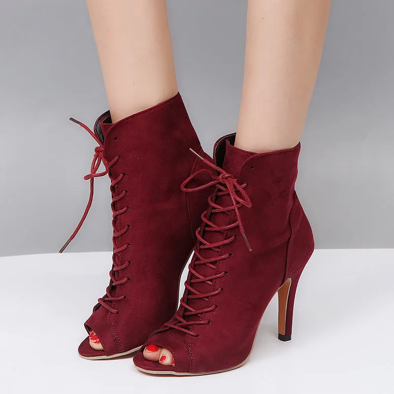 Open Toe High Heel Boots
