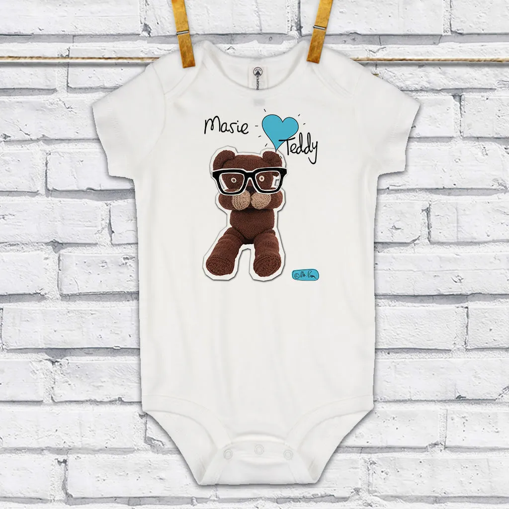 Personalised Heart Teddy Baby Grow