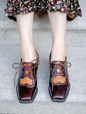 SOFFIA | Genuine Leather Blossom Embossed Oxford