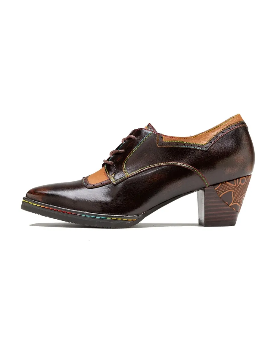 SOFFIA | Genuine Leather Blossom Embossed Oxford