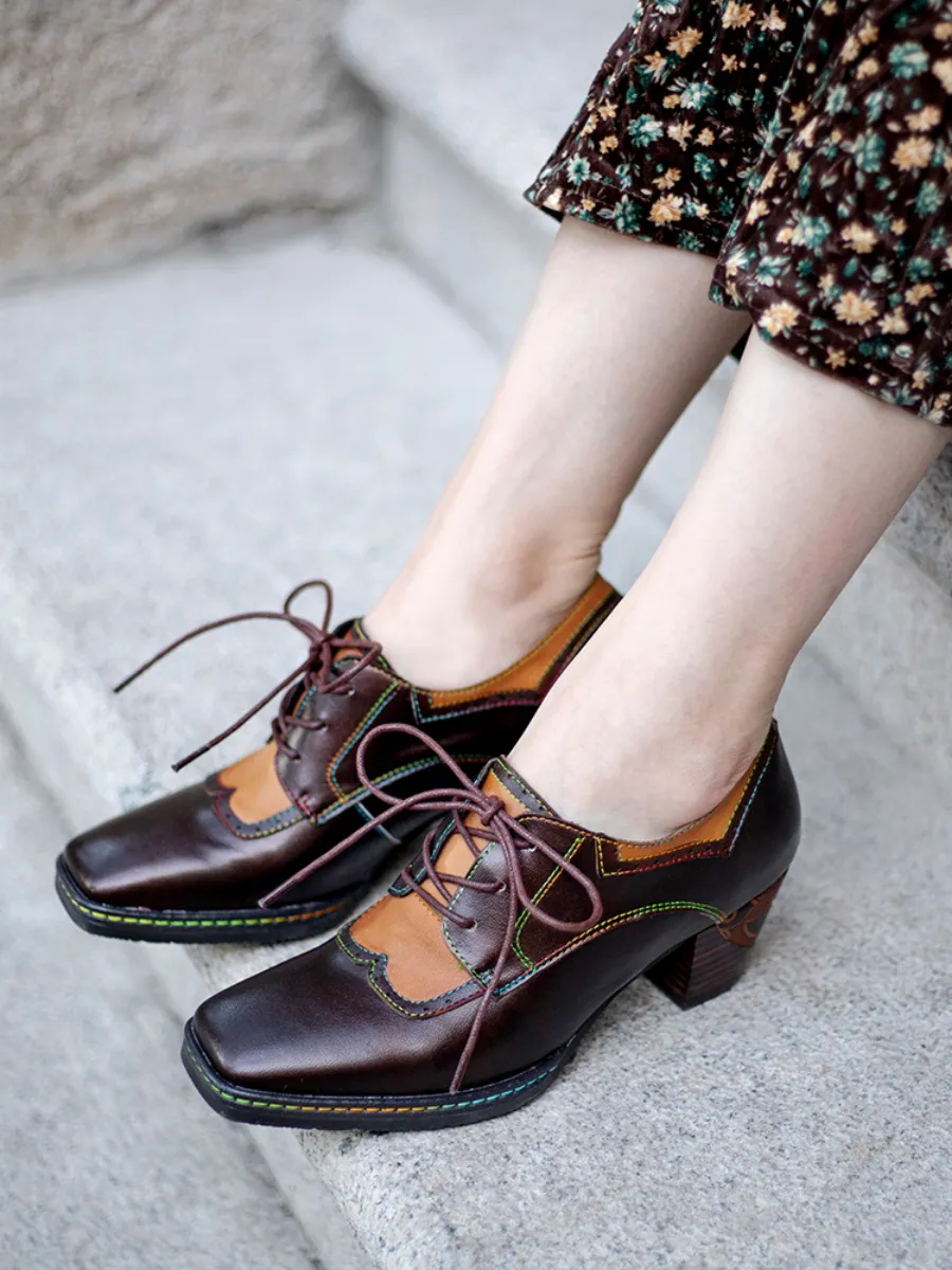 SOFFIA | Genuine Leather Blossom Embossed Oxford