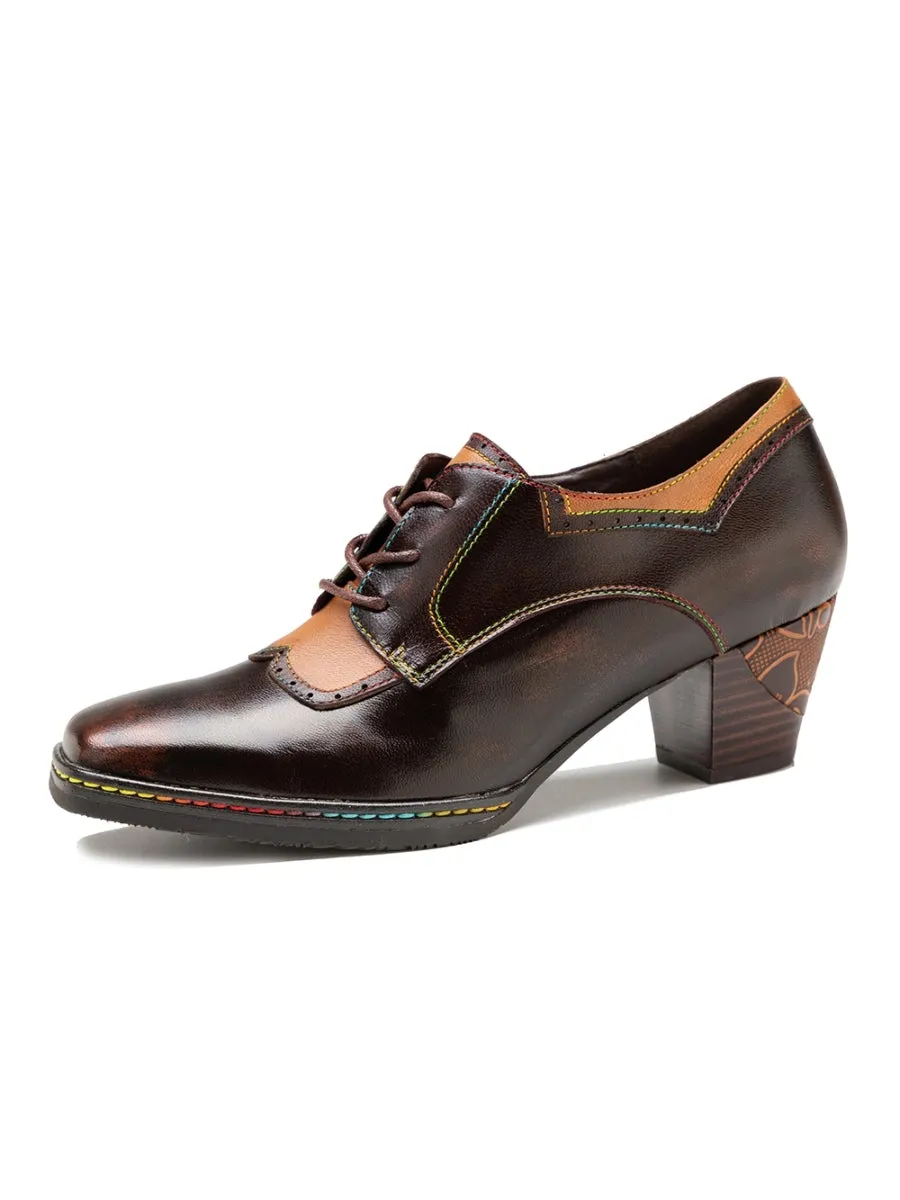 SOFFIA | Genuine Leather Blossom Embossed Oxford
