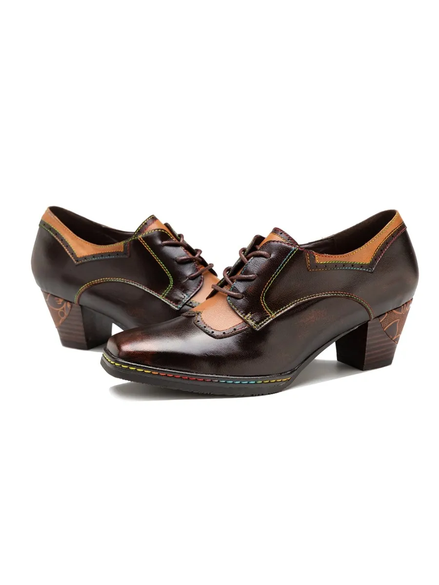 SOFFIA | Genuine Leather Blossom Embossed Oxford