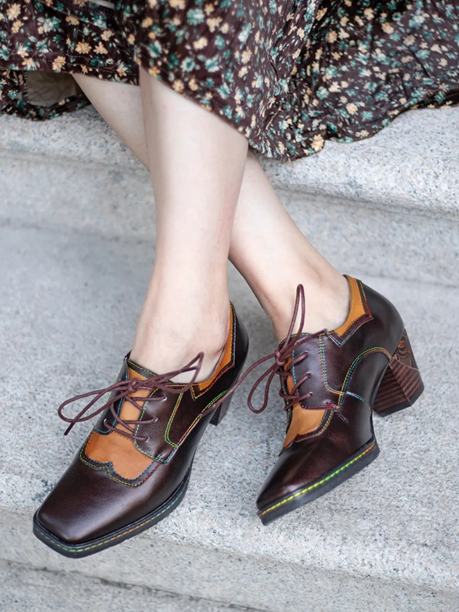 SOFFIA | Genuine Leather Blossom Embossed Oxford