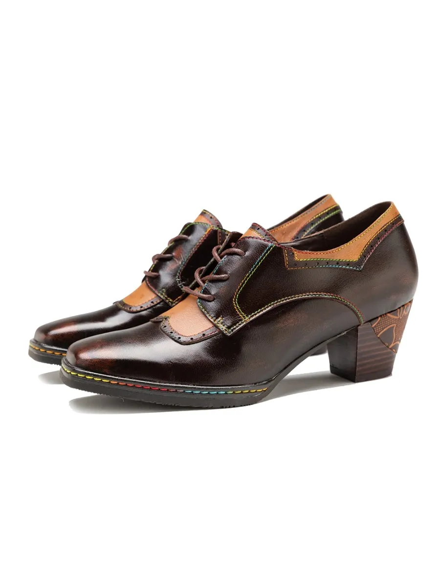SOFFIA | Genuine Leather Blossom Embossed Oxford
