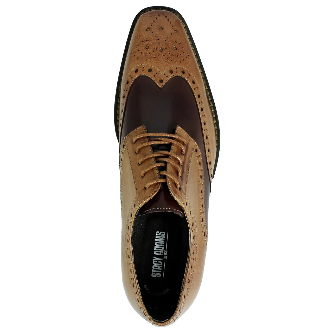 Tinsley Tan & Brown Buffalo Leather Wingtip Oxfords by Stacy Adams