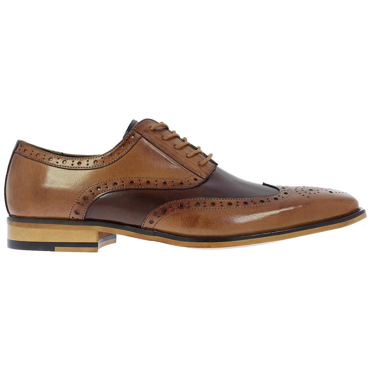 Tinsley Tan & Brown Buffalo Leather Wingtip Oxfords by Stacy Adams