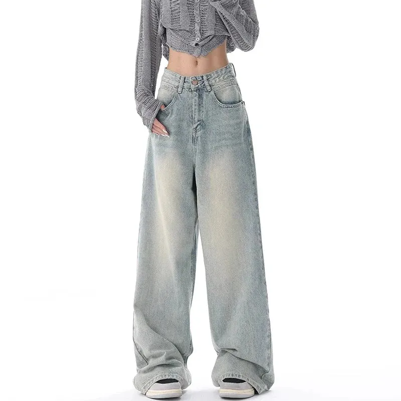 Y2kWeites Bein High Waist Jeans in Hellblau